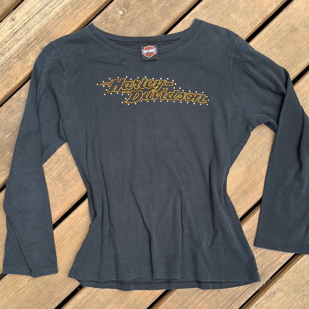 vintage harley davidson bedazzled long sleeve